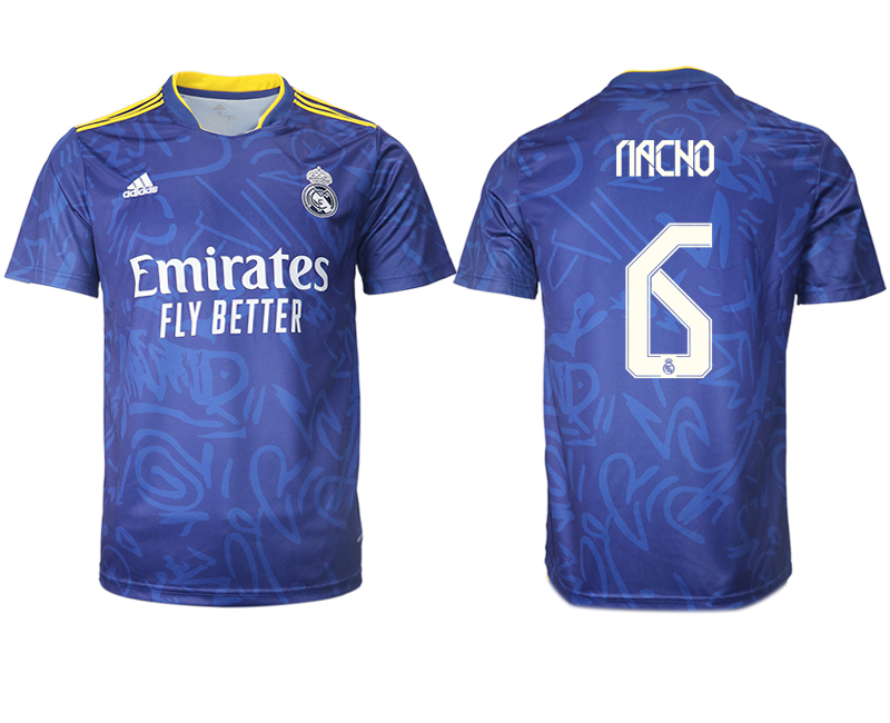 Men 2021-2022 Club Real Madrid away aaa version blue #6 Soccer Jersey